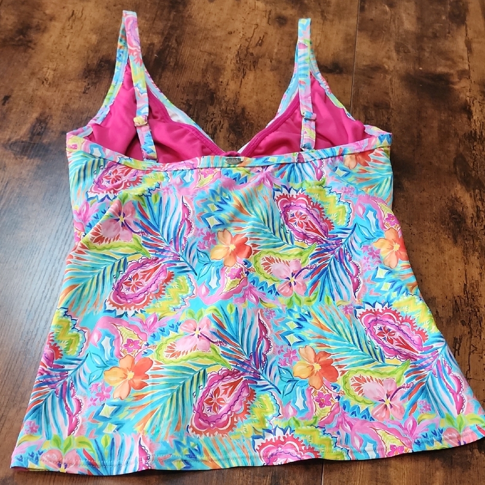 Sunsets | Tropical Floral Women's Two Piece 36D Tankini Medium Swim Skirt Set - Picture 6 of 13